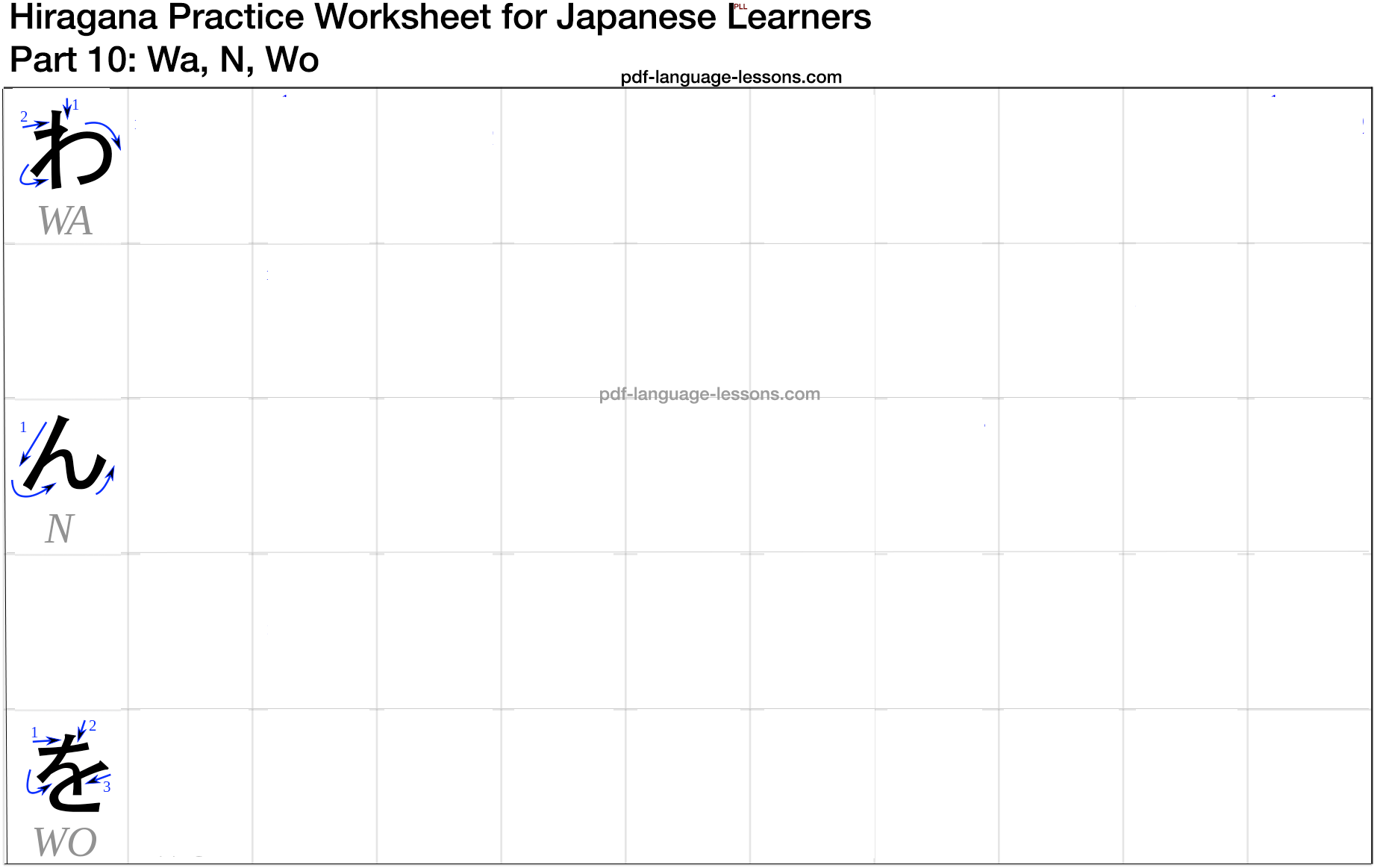 Hiragana PDF chart