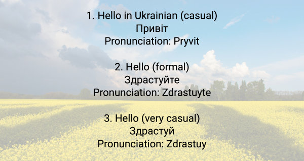 say hello in ukrainian